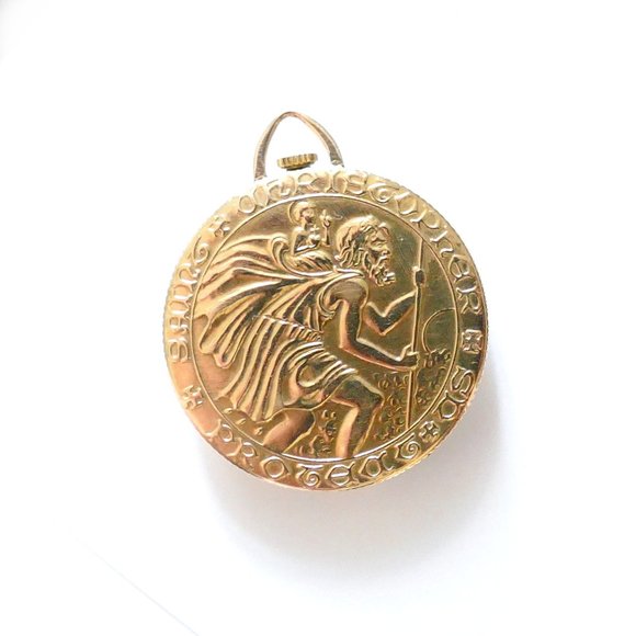 Vintage Movado 14K Gold St. Christopher Coin Edge Watch main image 7